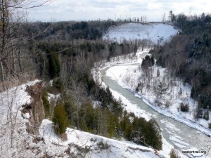 Looking out over West Duffins Creek along the Seaton Trail during winter